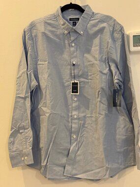 Club Room light blue Cotton Stretch Men's Long Sleeve Button Down Shirt,XXL